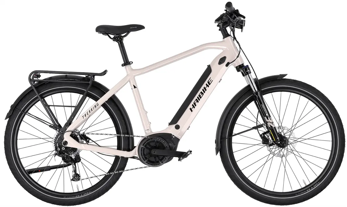 Rower elektryczny marki Haibike widziany z boku.